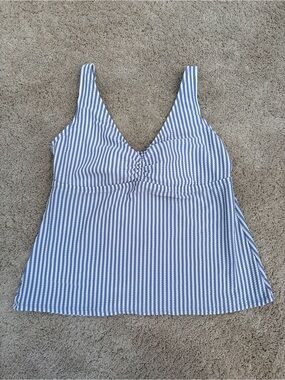 Draper James Light Blue and White Striped Swim Tankini Top